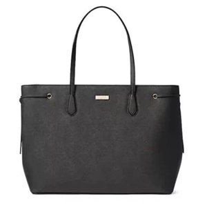 kate spade black leather laurel way ari tote bag purse like new